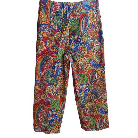 1OF1 25x25 Vintage 1970s Boho Floral Paisley Wide Leg Pants Side Zipper Handmade - Picture 2 of 6